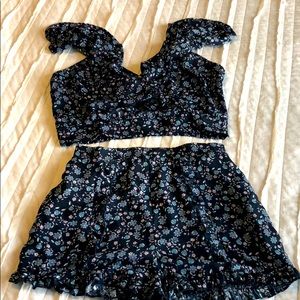 Two piece blue floral